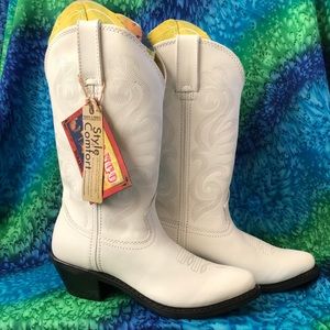 White leather cowboy boots